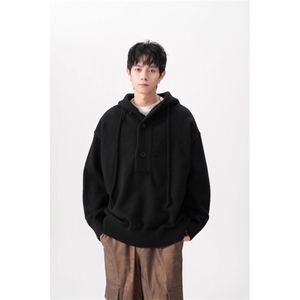 1506/QL1050/P58美式男女秋冬潮牌高级感休闲针织衫宽松慵懒外套图片
