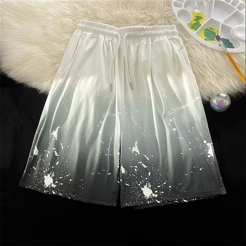 夏季青少年休闲冰丝渐变短裤男女士韩版个性学生潮牌-K3000-p28,男装休闲裤,星座601-2