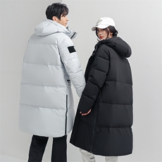 情侣款羽绒服男中长款连帽过膝加厚派克服2025冬装3505P220，男装羽绒服，星座1602B（原101B-1）