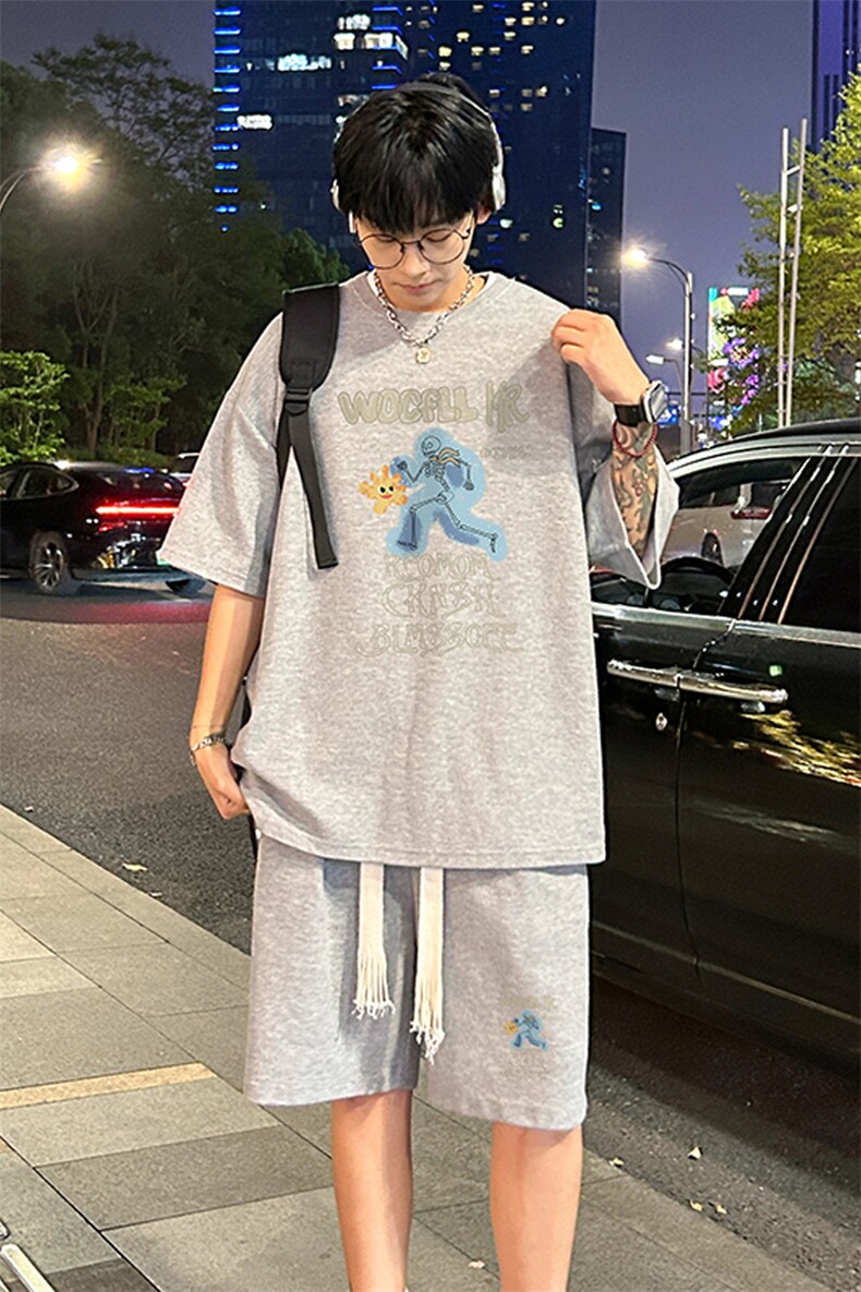 套装！华夫格套装短袖T恤短裤男TZ226-特P38,男装牛仔裤,电商B367