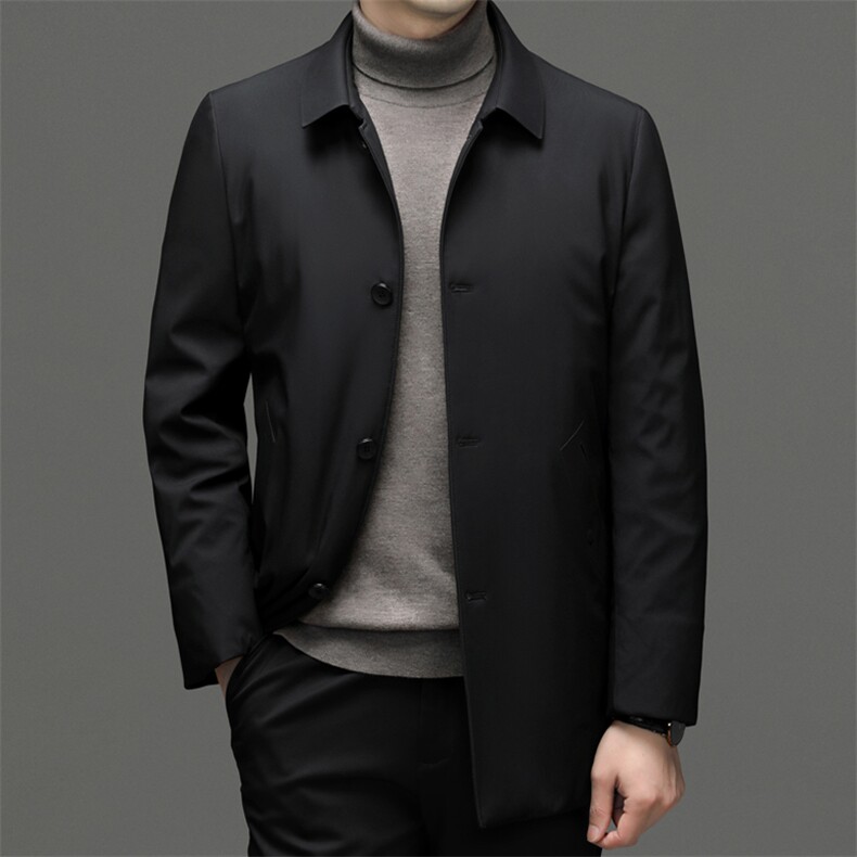 羽绒服冬季新款中年男士商务休闲爸爸装上衣立领加厚保暖外套男装图片