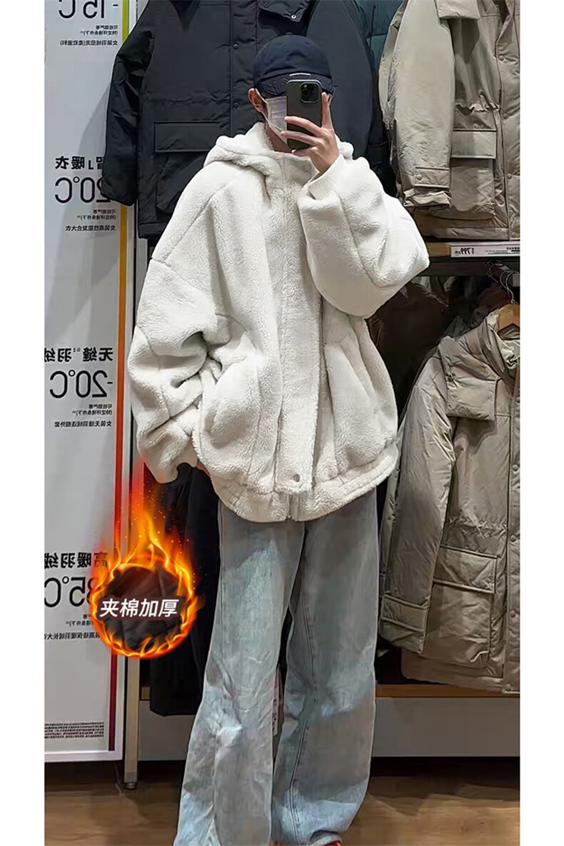复古美拉德升级版夹棉加厚棉衣外套法式慵懒羊羔绒外套HY676TP98,男装棉衣,电商A102B