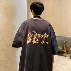 夏季新款龙年字母印花高街短袖宽松M~5XLXZ604-DT217-P25控39，男装T恤，星座604