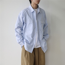 条纹长袖衬衫男春季美式cityboy休闲蓝色衬衣外套710-821-P50，男装衬衫，星座710