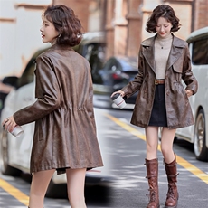 狐狸毛领蛋白皮衣外套女2024冬季新款加绒加厚修身中长款棉服欧货，女装皮衣，魅衣本色