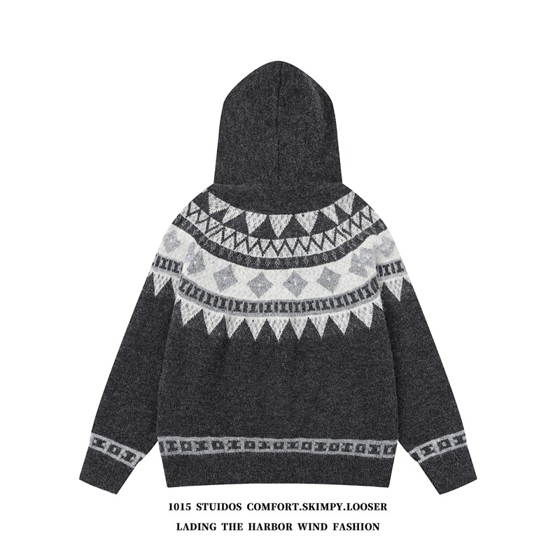 【高品质】加厚毛领民族风提花开衫毛衣外套1015-M379-P95,男装针织衫/毛衣,四季星座1015