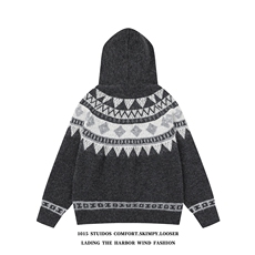 【高品质】加厚毛领民族风提花开衫毛衣外套1015-M379-P95，男装针织衫/毛衣，四季星座1015