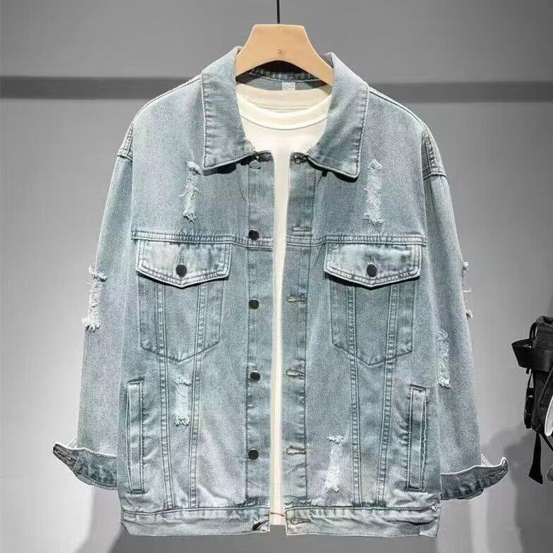 1506/QY8084/P44美式重磅复古牛仔男士春秋季宽松外穿休闲夹克男,男装夹克,星座1506
