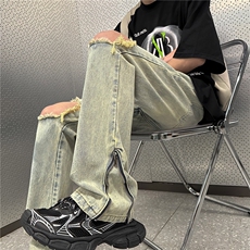 美式高街休闲牛仔裤个性小众休闲裤A061-JM1736-P65-控88，男装牛仔裤，电商A061-1