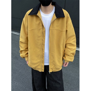 拼色翻领工装夹克男女秋冬季情侣装休闲宽松棒球服外套潮1116 P70图片