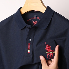 中年男士长袖T恤纯棉高端polo衫春秋季爸爸装卫衣上衣服刺绣秋衣，男装T恤，电商B212（原钱塘6029）