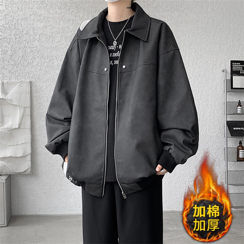 8XL-M美式复古大码皮衣外套男冬加厚棉服夹棉皮袄子棉衣JK006P95图片