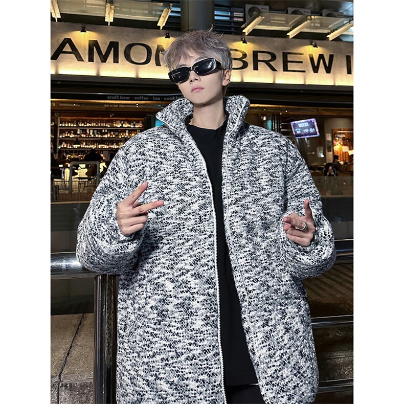 冰淇淋彩点设计满印立领棉衣冬季情侣同款棉袄棉服外套HY689TP118,男装棉衣,电商A102B
