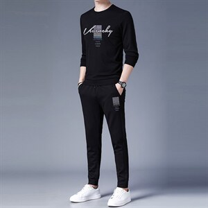 圆领卫衣中老年运动服套装男士大码中年休闲爸爸装2023春秋季新款图片