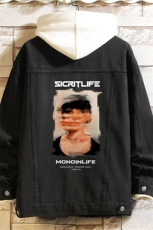 牛仔夹克男大码牛仔外套男茄克NJ77213-P60加绒款-P75，男装夹克，电商A040A