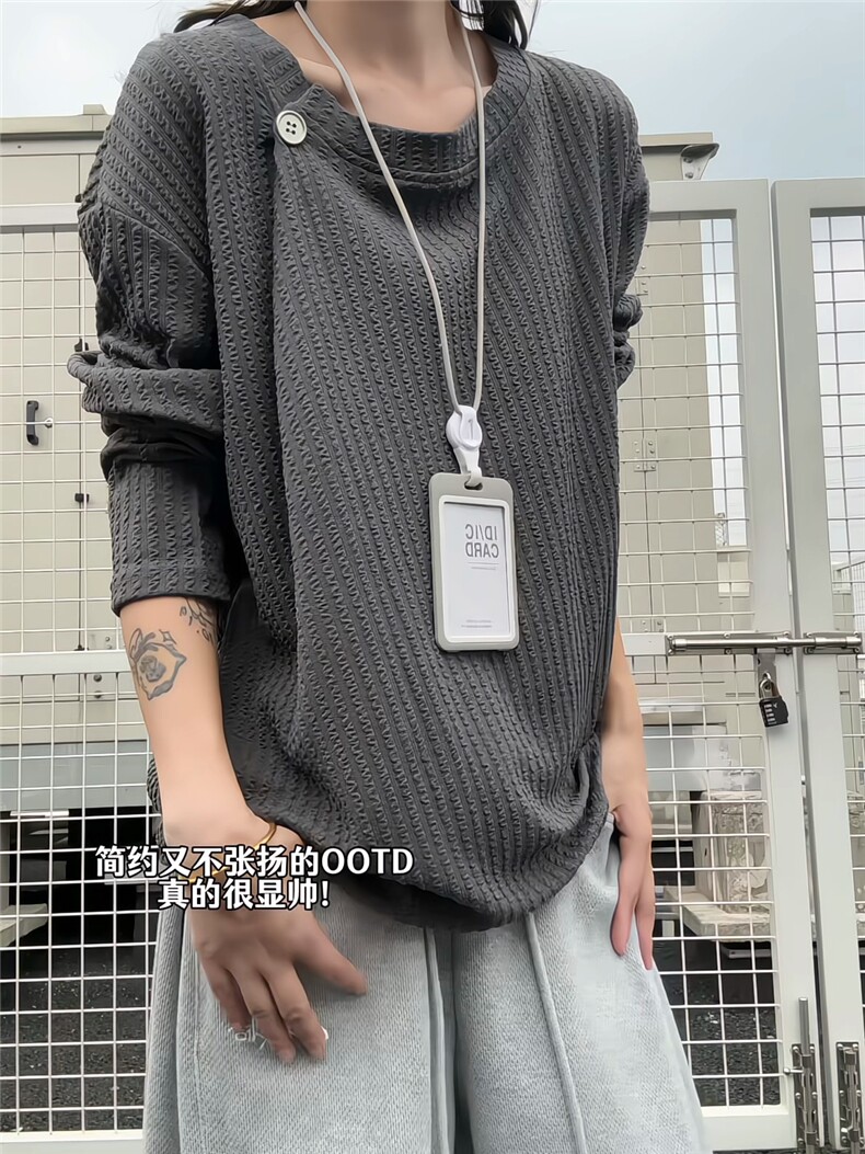 XZ809A/SYR54/特P24/控48大蛇纹设计感领口长袖T恤卫衣,男装T恤,星座809A(原222-1)