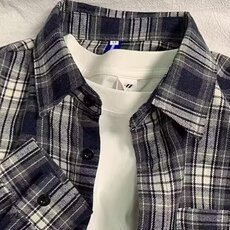 8101-P28韩版ins潮流长袖气质格子衬衫女秋衬衫男日常休闲格子，男装衬衫，电商B323A