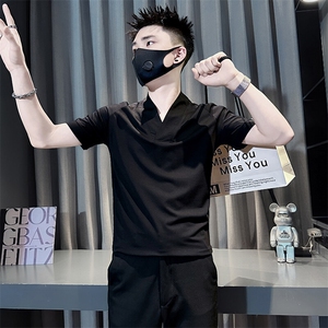 V领短袖T恤男修身潮流百搭高级感社会小伙301C-DT103-P58控78图片