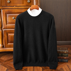 秋冬新款经典圆领高品质舒适保暖男士日常穿搭衫，男装羊绒套衫，牧雅羊绒