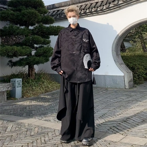 复古衬衫男宽松春秋休闲百搭外套潮男图片