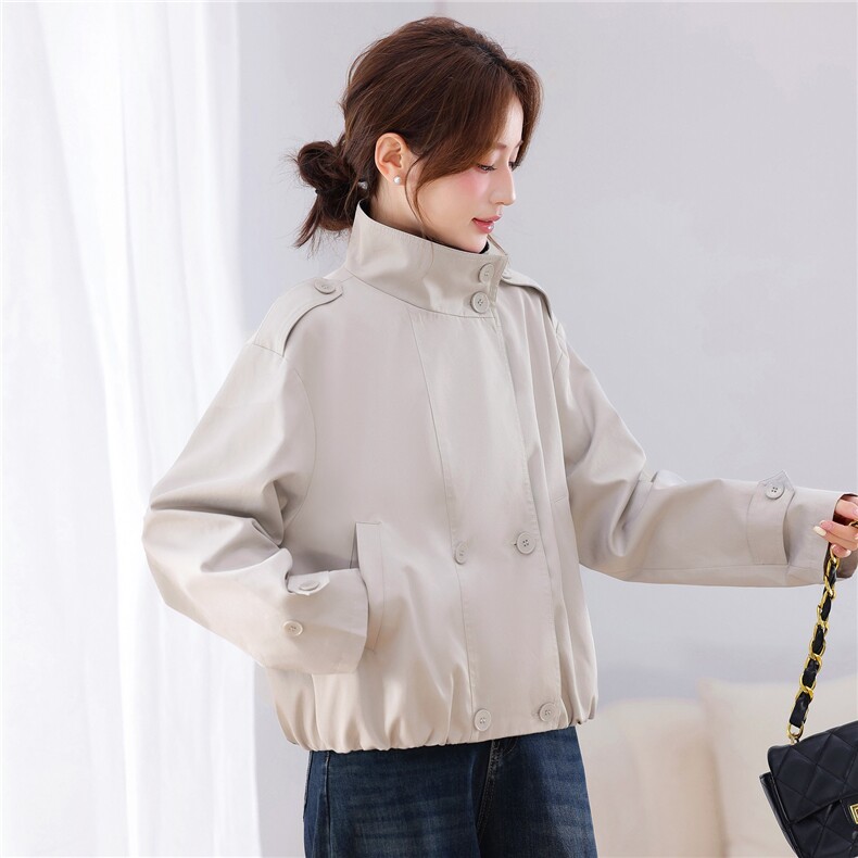 拼接撞色短风衣外套女2026新款，禁止低价,女装风衣,鑫源服饰