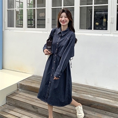 牛仔连衣裙长款风衣，女装连衣裙，浙宝069