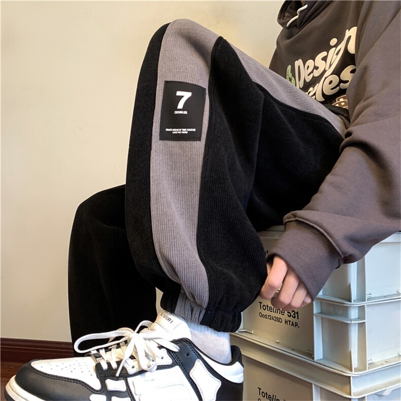 K77P50控68秋季新款欧棉绒裤子男宽松束脚裤男卫裤男裤,男装休闲裤,电商D229A