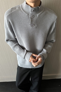 秋季新款老钱风立领针织衫毛衣男款POLO领打底衫外套MK73-P55图片