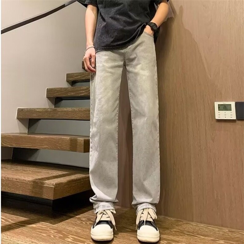 春秋美式复古高街修身微喇裤子潮牌宽松直筒阔腿裤S005-P52,男装牛仔裤,星座1109-3