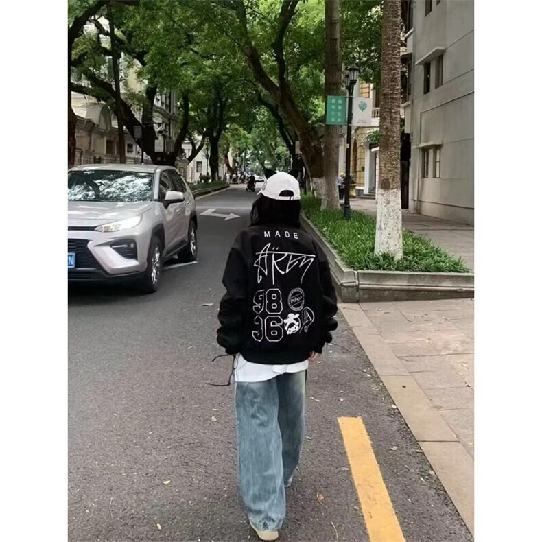 美式复古刺绣飞行夹克男女春秋新款小众设计感宽松百搭棒球服外套,男装夹克,星座506A