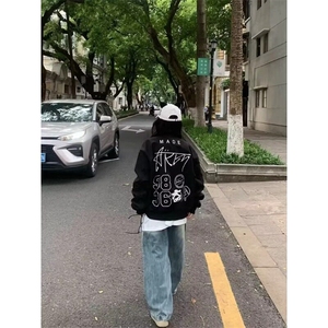 美式复古刺绣飞行夹克男女春秋新款小众设计感宽松百搭棒球服外套图片