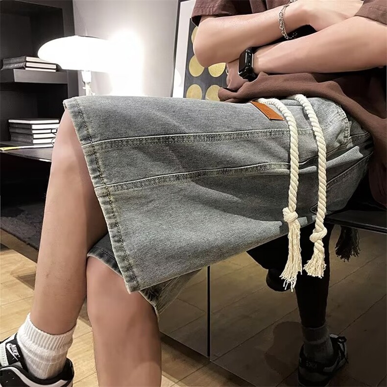 美式复古牛仔短裤男夏季潮痞帅炸街五分裤阔腿休闲中裤BN803-P36,男装牛仔裤,星座1008