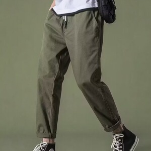 男士时尚潮流抽绳松紧腰休闲长裤2025夏季薄款宽松百搭锥形裤图片