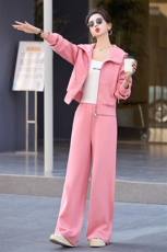 时尚休闲运动套装女2024年春季新款减龄洋气连帽上衣阔腿裤两件套，女装运动套装，润尚靓点
