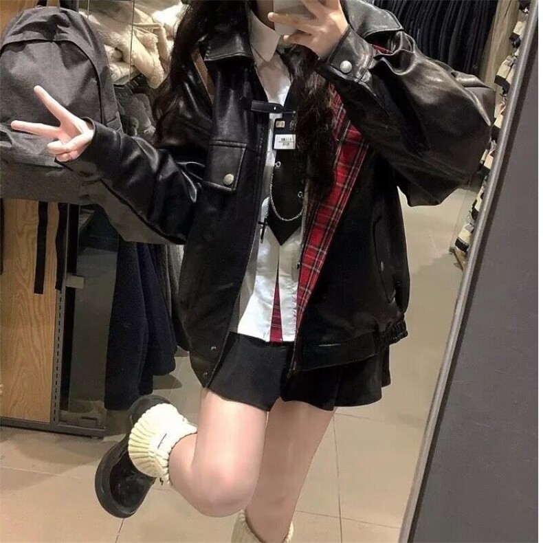 美拉德双面穿外套女秋季新款宽松百搭刺绣小个子格子拼接夹克上衣,女装短外套,星座506A