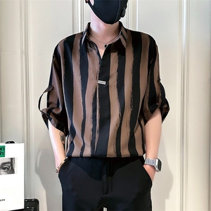 夏装新款男设计个性短袖衬衫 网络图图片