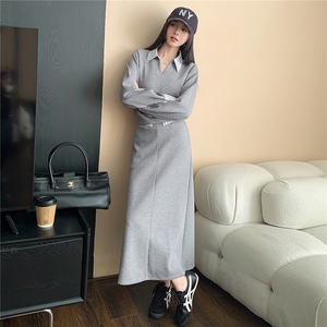 韩版假两件拼接卫衣高腰显瘦半身裙女秋季新款盐系炸街减龄两件套
