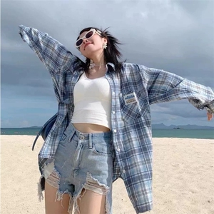 格子长袖衬衫男女美式复古春夏2025新款设计感小众LSC135P35