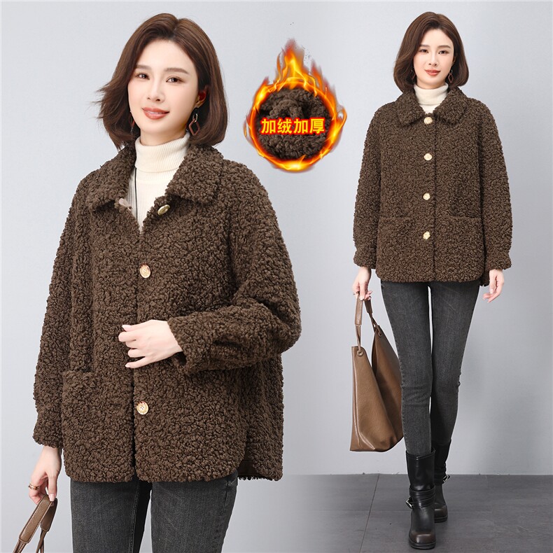 25年新款颗粒绒外套女，女装大码女装，奕阳依阁