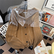 秋冬日系复古条纹开衫毛衣男女生学院风V领针织外套潮MY03265-P60，男装针织衫/毛衣，星座308B-1