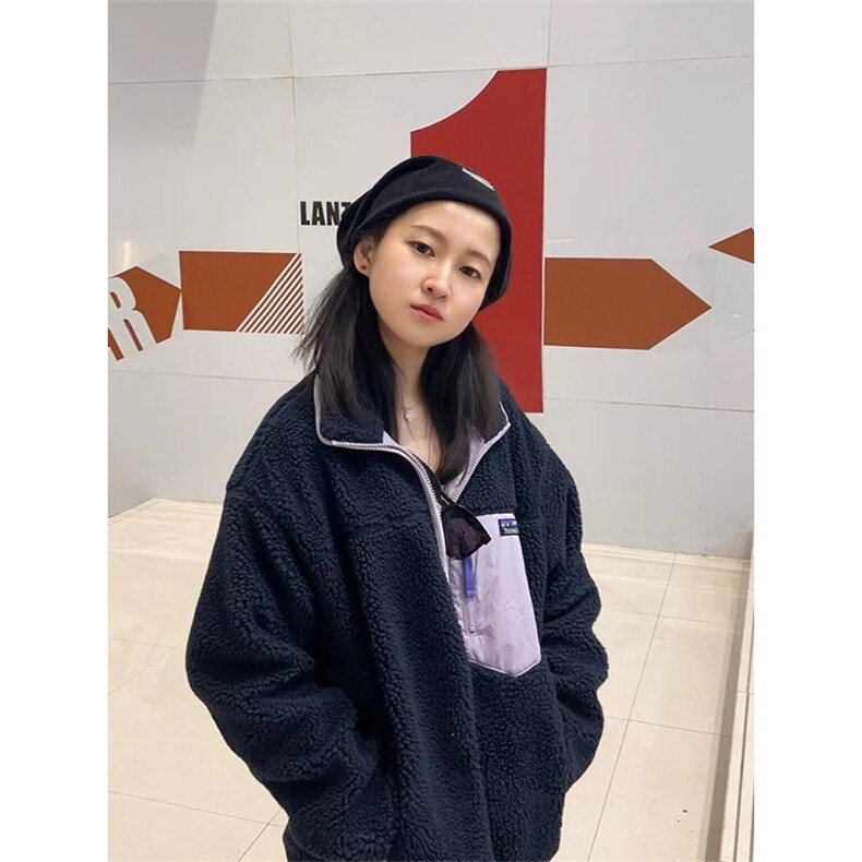 高品秋冬拼色加厚糕糕毛情侣外套男女羊羔绒休闲上衣A1169-P78，女装短外套，星座1505