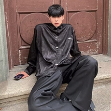 新中式风龙纹刺绣衬衫男冰丝垂感衬衣山本耀司外套CY373-P58，男装衬衫，星座412
