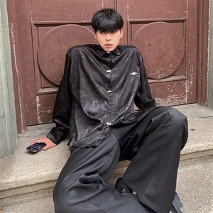 新中式风龙纹刺绣衬衫男冰丝垂感衬衣山本耀司外套CY373-P58图片