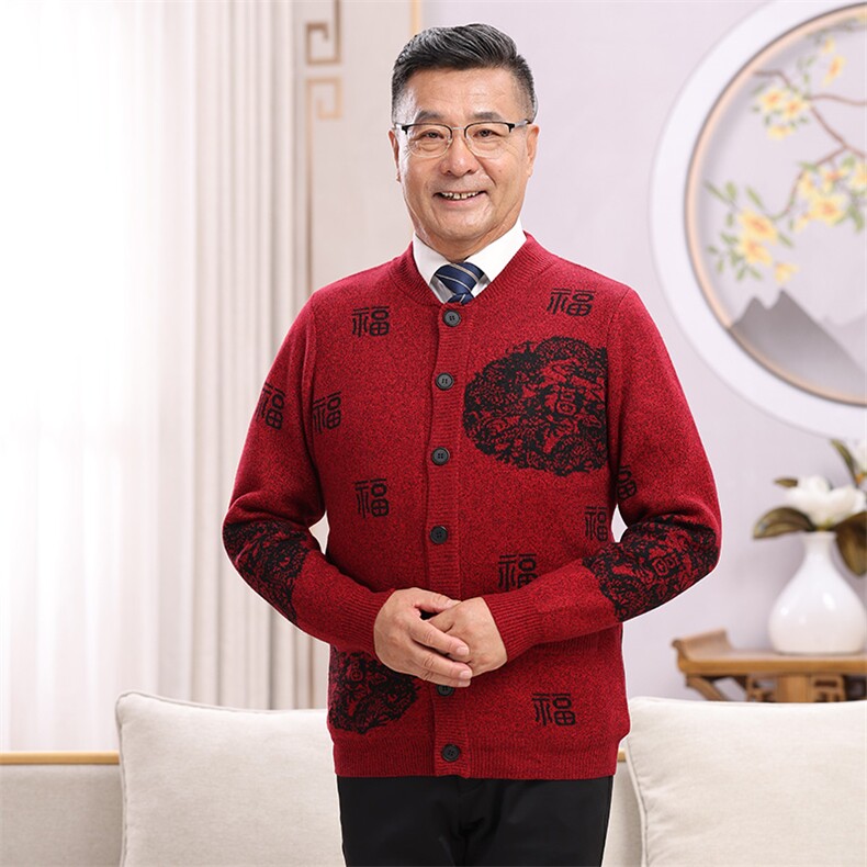 2025年秋季通勤套头中老年男女款中老年情侣龙凤福,针织衫/毛衣,亚东羊绒制品