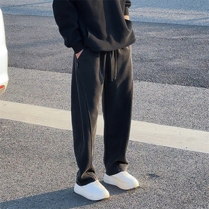 黑灰色镰刀卫裤男女重磅宽松休闲阔腿弯刀裤SK106 P46图片