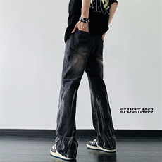 秋季美式ins高街hiphop微喇扎染牛仔裤货号K2313P55控78，男装牛仔裤，电商A063