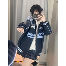 复古玉桂狗机车冲锋服男女秋冬新款设计百搭宽松显瘦外套W1818，男装夹克，星座1116A（原606A-3）