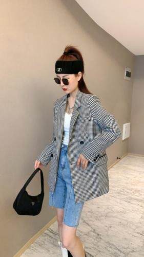 【现货】时尚长袖格子西服修身职业小西装外套，女装西装，名怡