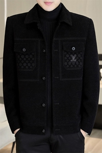 冬季新款男士加棉加厚金貂绒时尚毛呢外套图片
