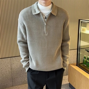 半拉链毛衣男秋冬款高级感慵懒风翻领针织衫宽松休闲线衣 MY13图片